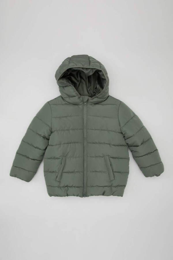 Baby Boy Water Repellent Hooded Fleece Lined Jacket Light Green - 10