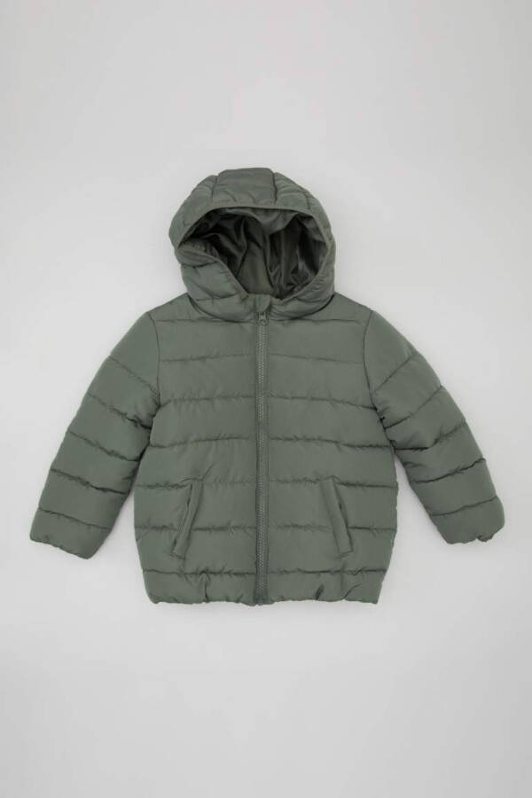 Baby Boy Water Repellent Hooded Fleece Lined Jacket Light Green - 5