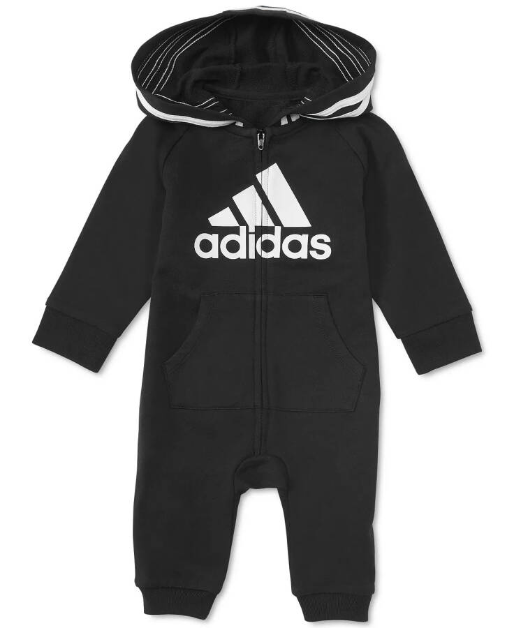 Baby Boys or Baby Girls Logo Full Zip Hooded Coverall Black - 4