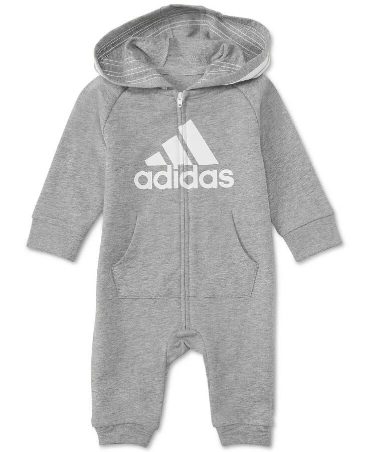 Baby Boys or Baby Girls Logo Full Zip Hooded Coverall Grey Heather - 4