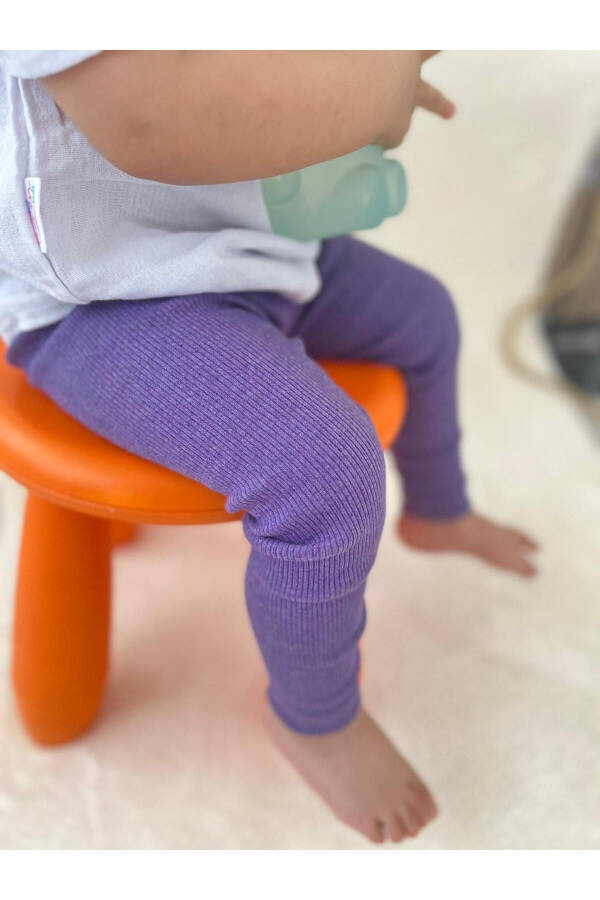 BABY-CHILD PURPLE RIBBON LEGGINGS - 1