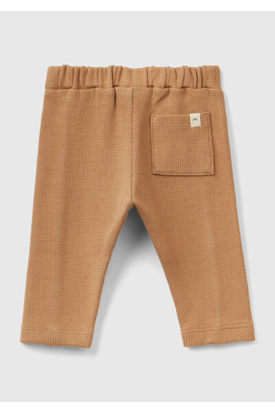 Baby Dark Beige Elastic Waist Sweatpants - 2