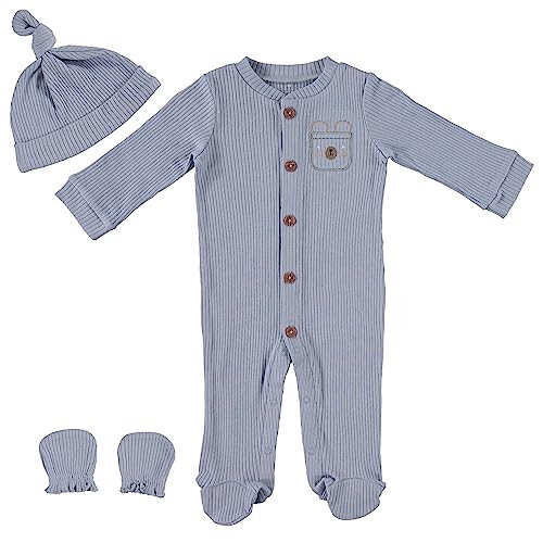 Baby Gear Boys' Baby Clothes Matching Hat and Mittens Pajama Set for Sleep and Play - 1