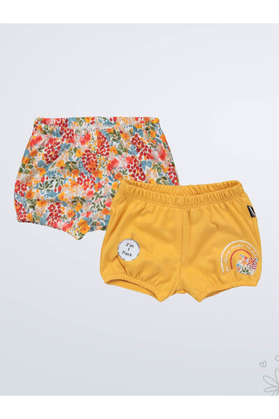 Baby Girl 2 Pack Shorts 3-12 Months Mustard - 4