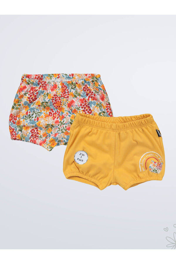 Baby Girl 2 Pack Shorts 3-12 Months Mustard - 3