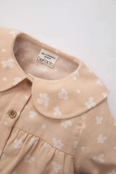 Baby Girl Baby Collar Twill Long Sleeve Shirt Beige - 6