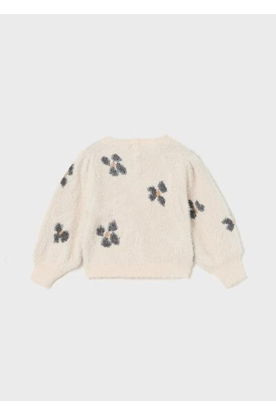 Baby Girl Beige Cardigan Jacquard - 3