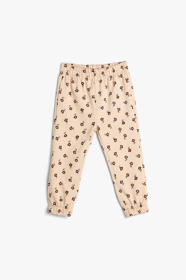 Baby Girl Beige Patterned Sweatpants - 1