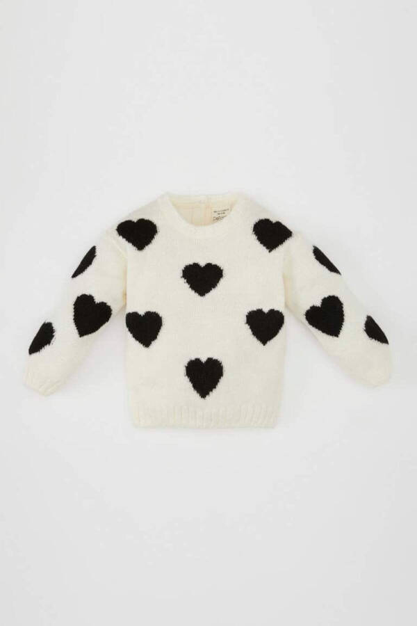 Baby Girl Bike Neck Heart Patterned Sweater C8095a5bg744mc - 1