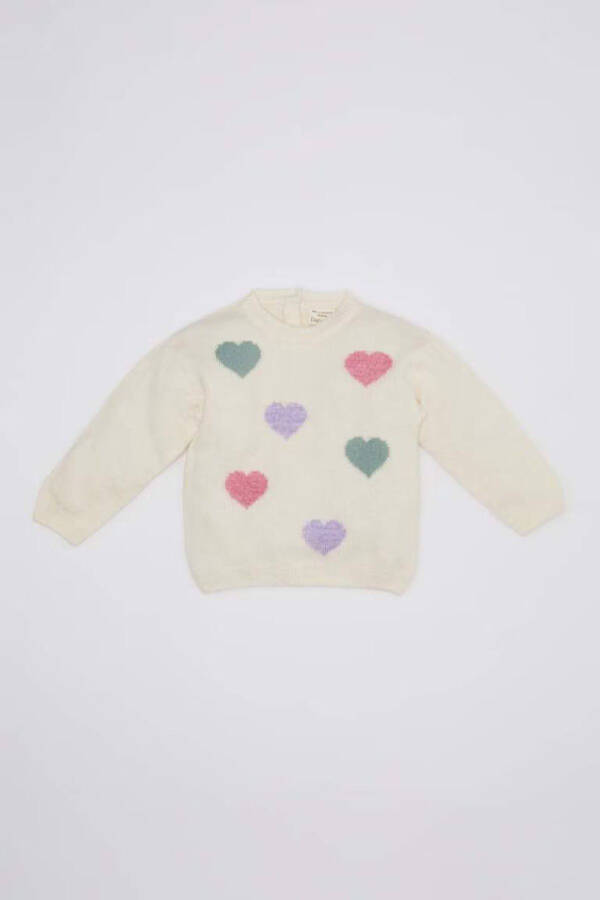 Baby Girl Bike Neck Heart Patterned Sweater C8915a524wn - 1