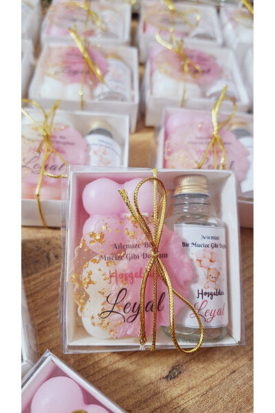 Baby Girl Cologne Candle Keychain Set Birthday Mevlid Babyshower Gift 50 Pieces - 8