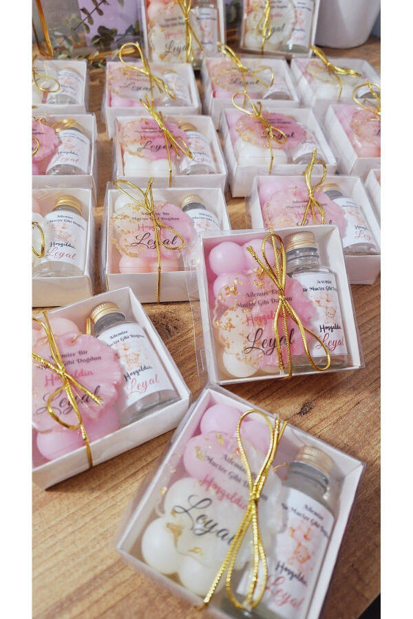 Baby Girl Cologne Candle Keychain Set Birthday Mevlid Babyshower Gift 50 Pieces - 9