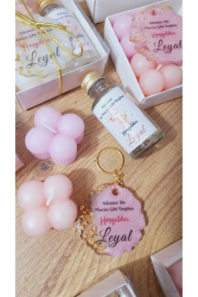 Baby Girl Cologne Candle Keychain Set Birthday Mevlid Babyshower Gift 50 Pieces - 10