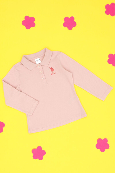 Baby Girl Dusty Pink Basic Polo Neck Sweatshirt - 1