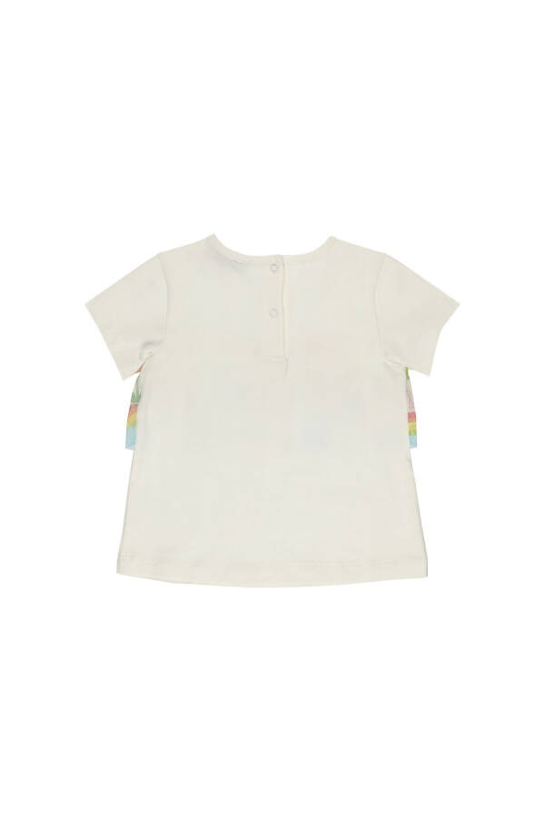 Baby Girl Frill Tulle Detail Ecru T-Shirt - 5