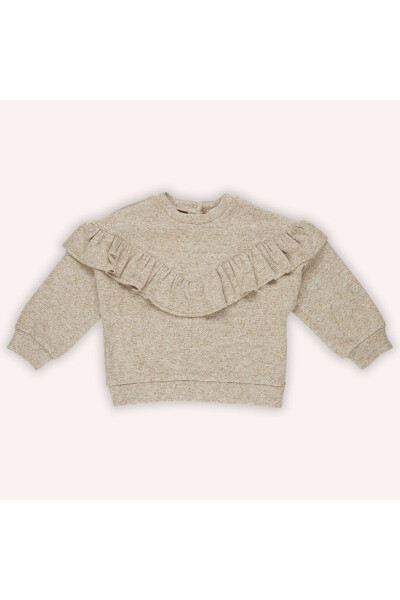 Baby Girl Frilly Knit Beige-Melange Knit - 4