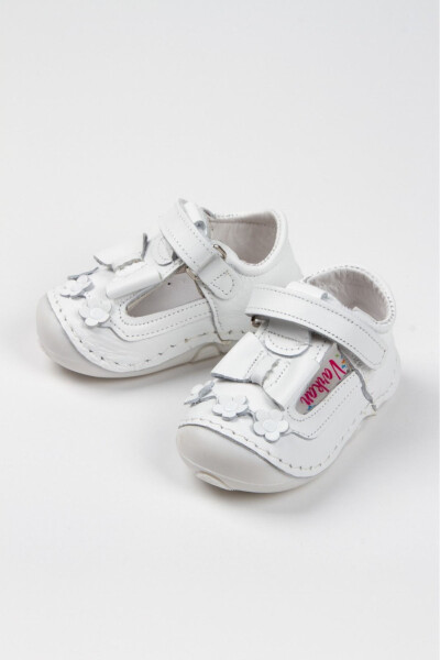 Baby Girl Genuine Soft Leather White Orthopedic First Step Shoes - 1