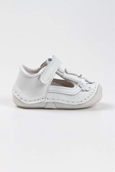 Baby Girl Genuine Soft Leather White Orthopedic First Step Shoes - 2