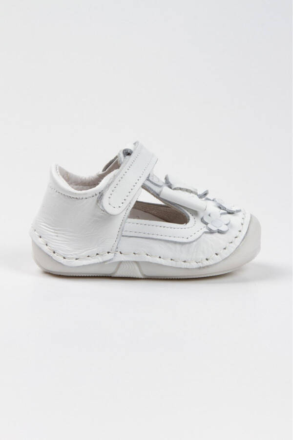 Baby Girl Genuine Soft Leather White Orthopedic First Step Shoes - 2