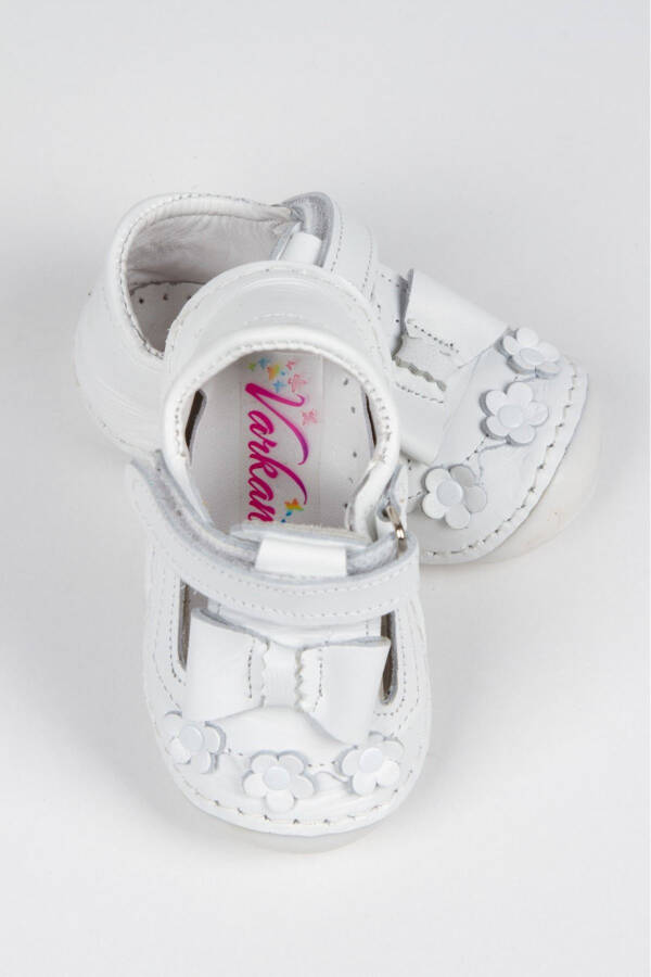 Baby Girl Genuine Soft Leather White Orthopedic First Step Shoes - 3