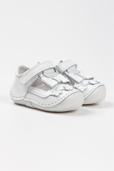 Baby Girl Genuine Soft Leather White Orthopedic First Step Shoes - 4