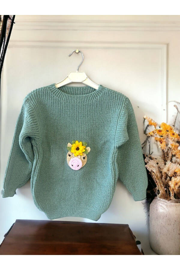 Baby Girl Hand-Embroidered Stretchy Knit Sweater - 1