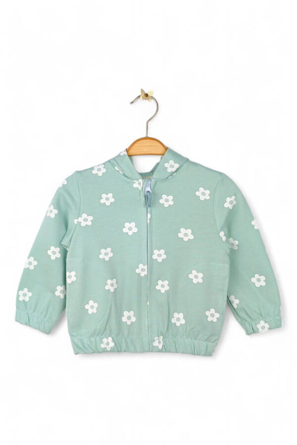 Baby girl hooded cardigan with floral print (9-24 months) - 1