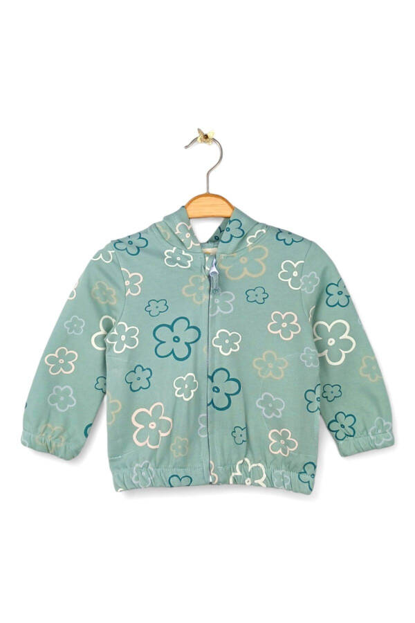 Baby girl hooded long-sleeved cardigan with floral print (9-24 months) - 1