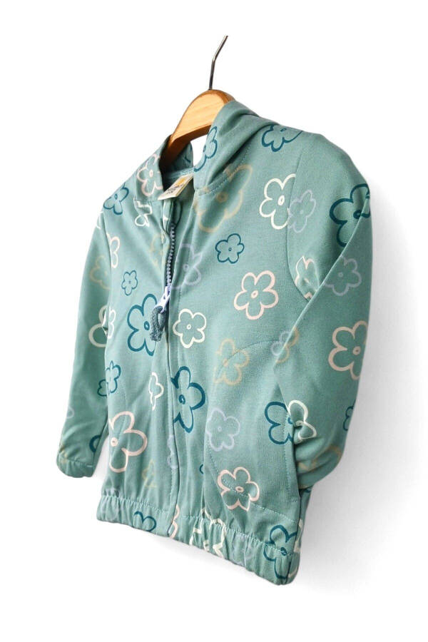 Baby girl hooded long-sleeved cardigan with floral print (9-24 months) - 4