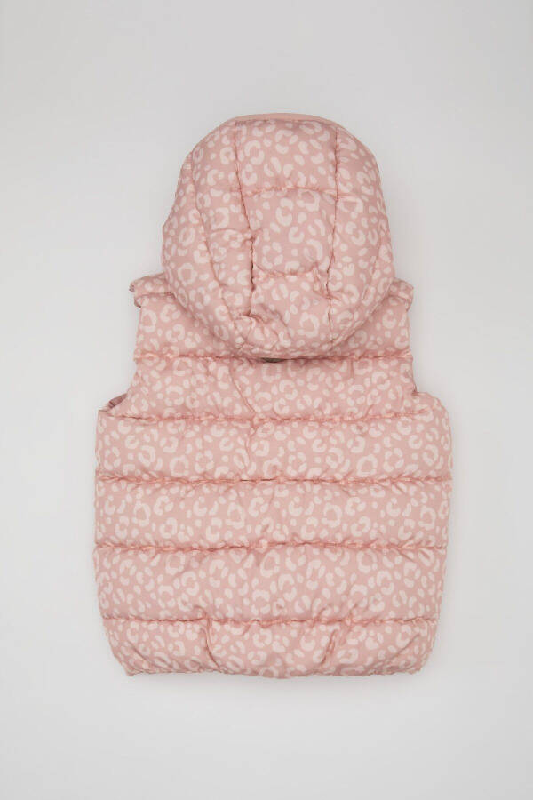 Baby Girl Hooded Patterned Puffer Vest - 5