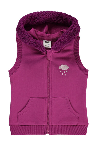 Baby Girl Hooded Vest 6-18 Months Purple - 9