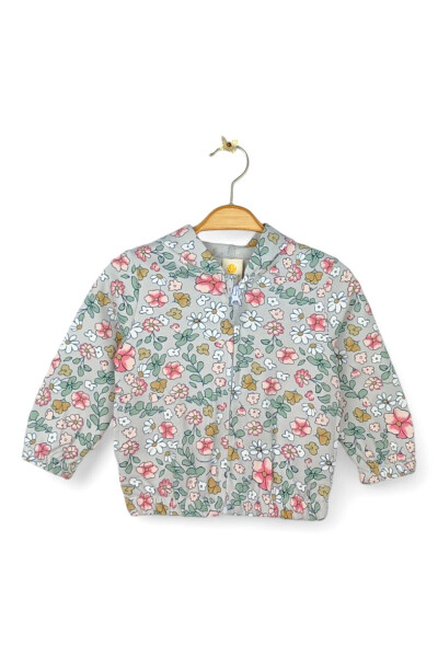 Baby Girl Hoodie Long Sleeve Cardigan with Floral Pattern (9-24 Months) - 1