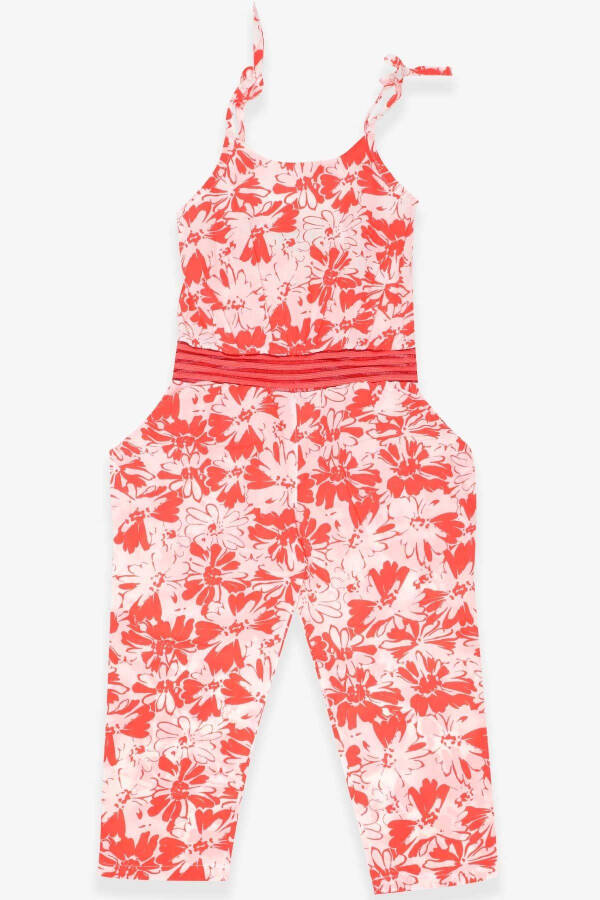 Baby Girl Jumpsuit Flower Pattern 1-4 Years, Coral - 1