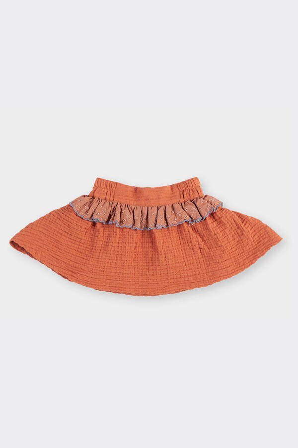 Baby Girl Lace Detail Terracotta Skirt - 1