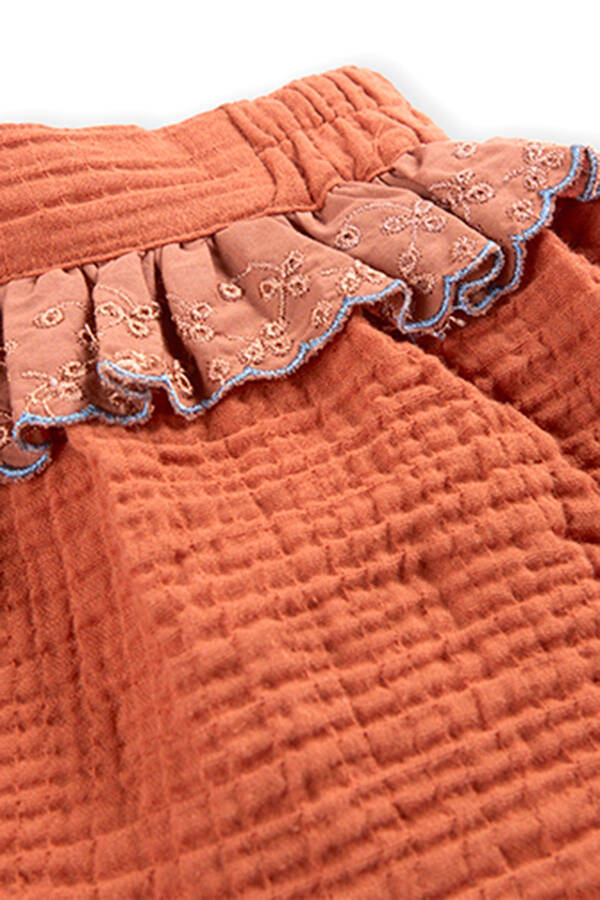 Baby Girl Lace Detail Terracotta Skirt - 3