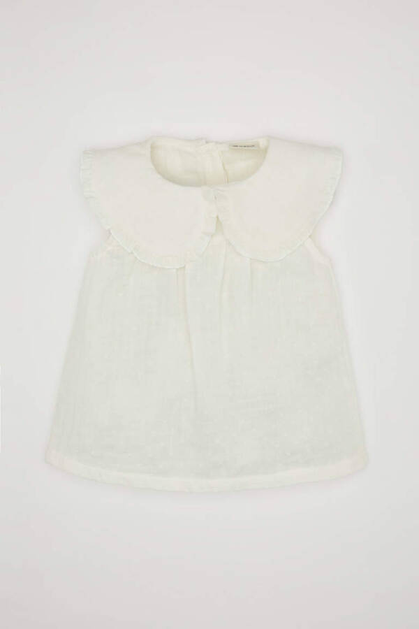 Baby Girl Large Collar Sleeveless Blouse Ecru - 1