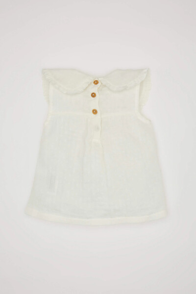 Baby Girl Large Collar Sleeveless Blouse Ecru - 6