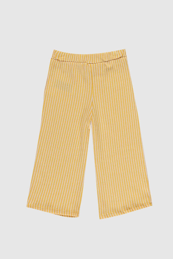 Baby Girl Light Yellow Striped Ljz Pants - 4