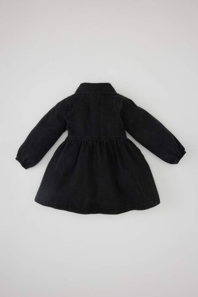 Baby Girl Long Sleeve Jean Dress Anthracite - 9