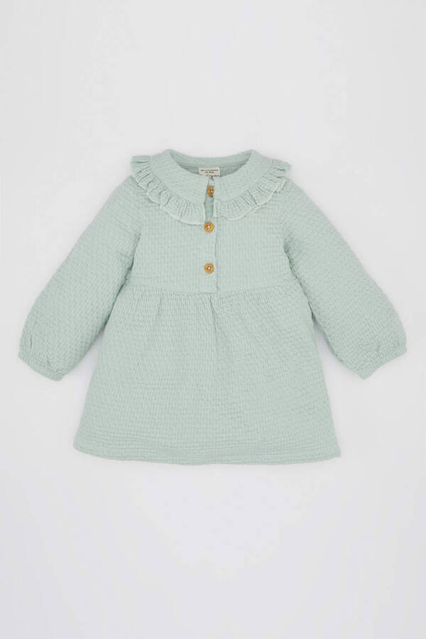 Baby Girl Long Sleeve Mint Dress - 1