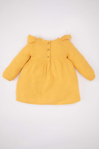 Baby Girl Long Sleeve Muslin Dress Yellow - 5