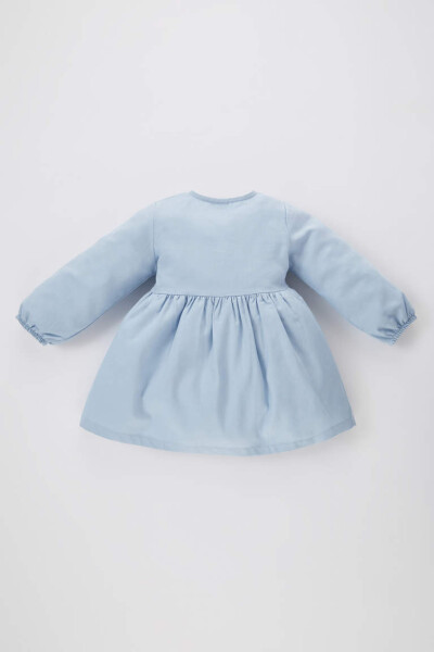 Baby Girl Long Sleeve Twill Dress Light Blue - 5