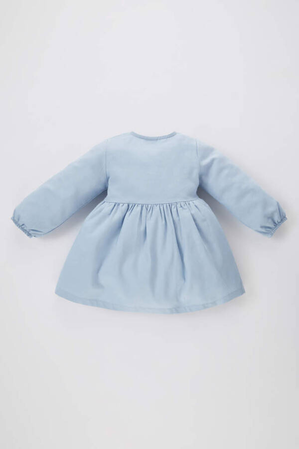 Baby Girl Long Sleeve Twill Dress Light Blue - 5