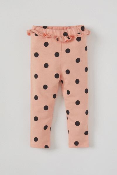 Baby Girl Polka Dot Frill Detail Cotton Sweatpants - 1