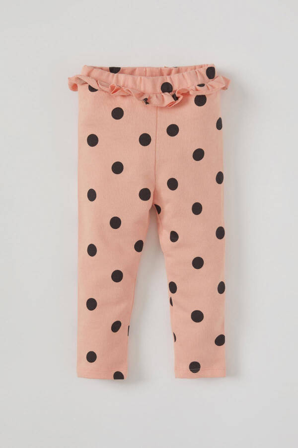 Baby Girl Polka Dot Frill Detail Cotton Sweatpants - 1