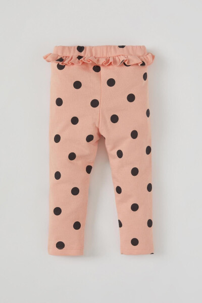 Baby Girl Polka Dot Frill Detail Cotton Sweatpants - 2