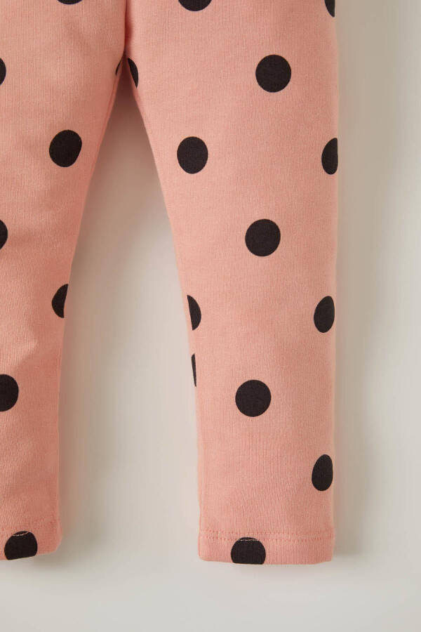 Baby Girl Polka Dot Frill Detail Cotton Sweatpants - 4