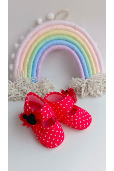 Baby Girl Red Polka Dot Minnie Mouse Booties and Bandana Set - 3