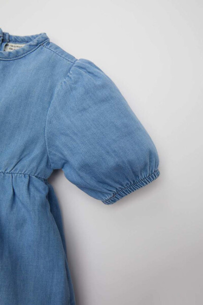 Baby Girl Short Sleeve Denim Dress Mint Blue - 3