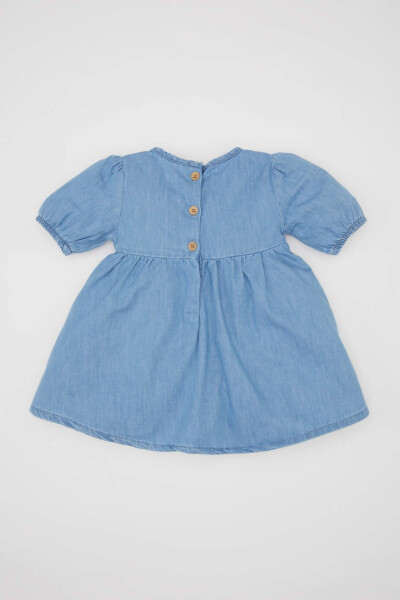 Baby Girl Short Sleeve Denim Dress Mint Blue - 5